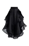 Maticevski Navigation Wave Chiffon Midi Skirt In Black