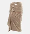 Maticevski Neroli Ruched Midi Skirt In Gold