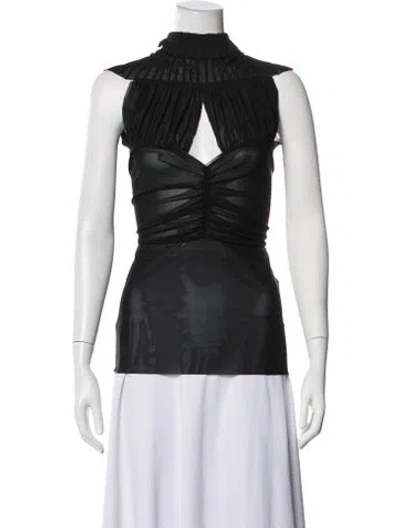 Pre-owned Maticevski Nylon Mock Neck Top In Black