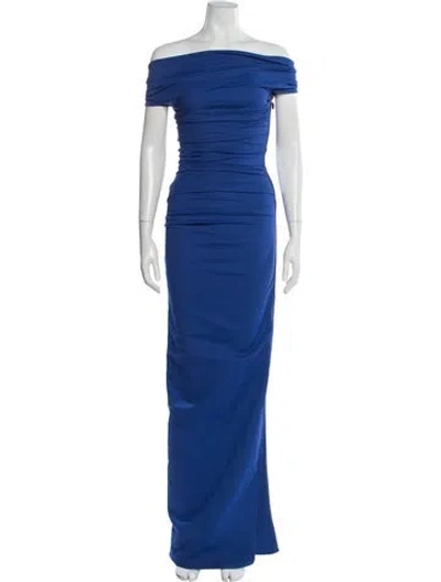 Pre-owned Maticevski Off-the-shoulder Long Dress In Blue