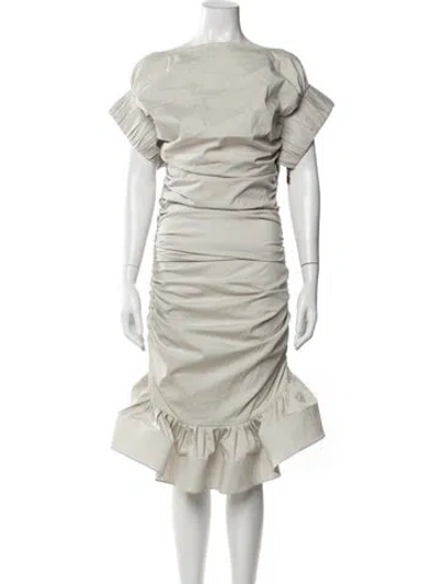 Pre-owned Maticevski Off-the-shoulder Midi Length Dress In Gray