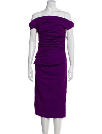 Pre-owned Maticevski Off-the-shoulder Midi Length Dress In Purple