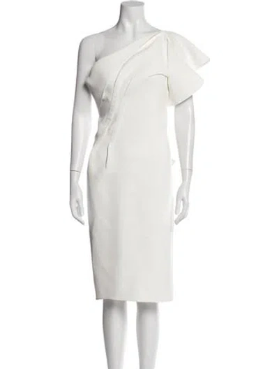 Pre-owned Maticevski One-shoulder Knee-length Dress In White