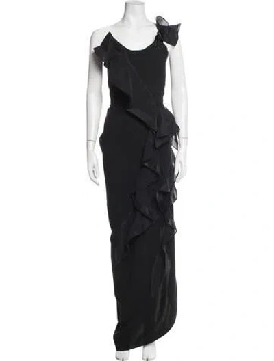 Pre-owned Maticevski One-shoulder Long Dress In Black