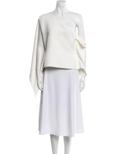 Pre-owned Maticevski One-shoulder Long Sleeve Crop Top W/ Tags In White