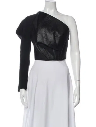 Pre-owned Maticevski One-shoulder Long Sleeve Top In Black