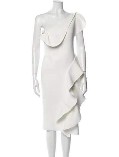 Pre-owned Maticevski One-shoulder Midi Length Dress In Neutral