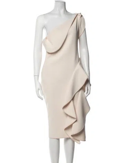 Pre-owned Maticevski One-shoulder Midi Length Dress In Neutrals