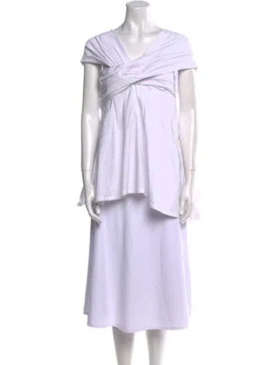 Pre-owned Maticevski One-shoulder Short Sleeve Tunic In White