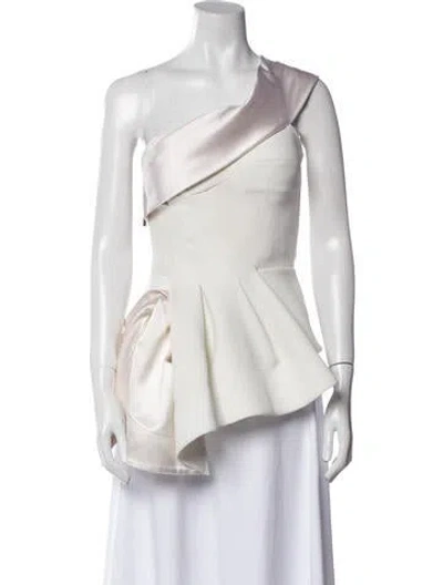 Pre-owned Maticevski One-shoulder Sleeveless Blouse In White