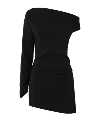 Maticevski One-shoulder Stretch Crepe Mini Dress In Black