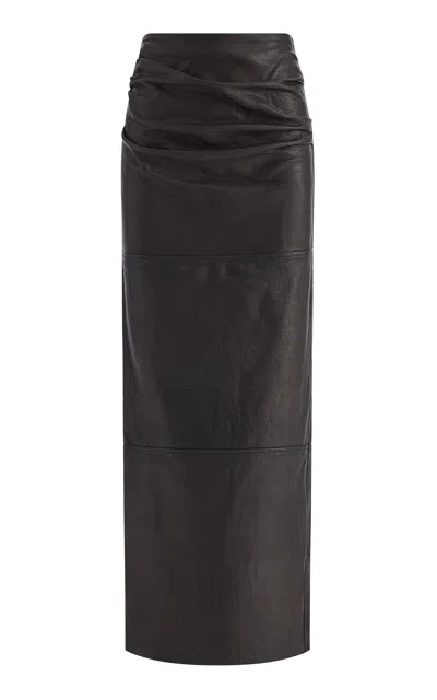 Maticevski Operate Leather Pencil Midi Skirt In Black