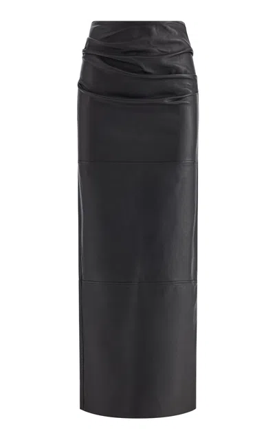 Maticevski Operate Leather Pencil Midi Skirt In Black