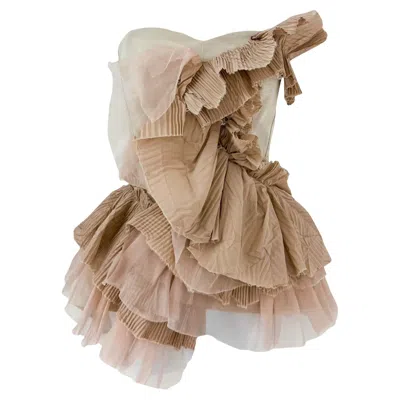 Pre-owned Maticevski Petal Ruffled Bustier Top Size Au 6 / Us 2 In Brown