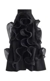 Maticevski Women's Picture Plane Pleated Wave Wool Silk Midi Skirt In Black