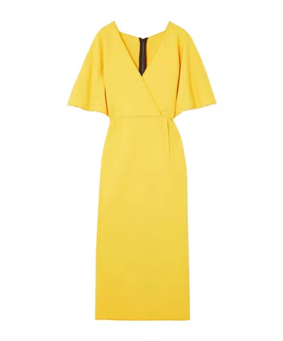 Maticevski Pleated Crepe Midi Dress In Yellow
