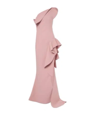 Maticevski Pleated One-shoulder Crepe Dress In Pink