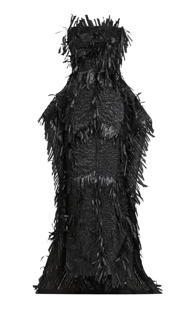 Maticevski Plume Silk Gown In Black