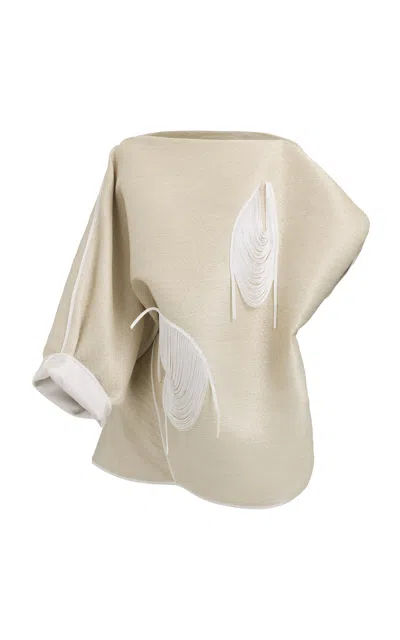 Maticevski Proceed Embroidered Knit Top In Tan