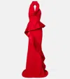 Maticevski Provocateur Halterneck Peplum Satin Gown In Red