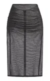 Maticevski Proxy Ruched Midi Skirt In Dark Grey