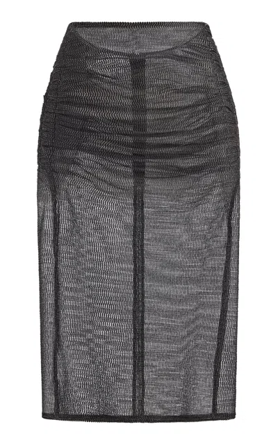 Maticevski Proxy Ruched Midi Skirt In Dark Grey