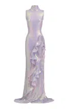 Maticevski Radiella Ruffled Sequin Gown In Metallic