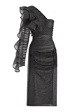 Maticevski Raider One-should Midi Dress In Dark Grey