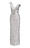 Maticevski Requiem Strapless Metallic Crepe Maxi Dress In Pressed Metal