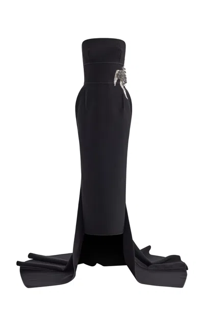Maticevski Residence Strapless Gown In Black/embroidery