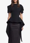 Maticevski Resolute Asymmetric Ruffled Crepe Peplum Top In Black