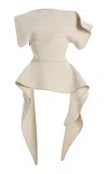 Maticevski Resolute Draped Bonded-crepe Top In Neutral