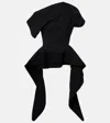 Maticevski Resolute Asymmetric Ruffled Crepe Peplum Top In Black