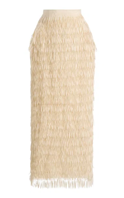 Maticevski Resonate Fringed Maxi Skirt In Nude