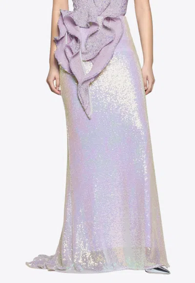 Maticevski Rhyme Glittered Long Skirt In Lilac