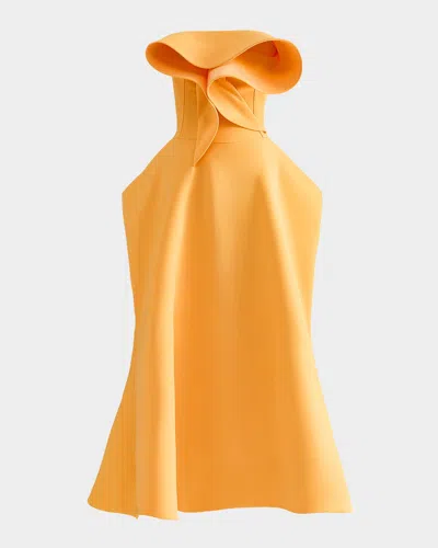 Maticevski Rotation Strapless Ruffle Sculpted Midi Dress In Melon