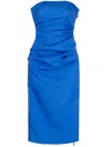 Maticevski Ruched Strapless Dress In Blue
