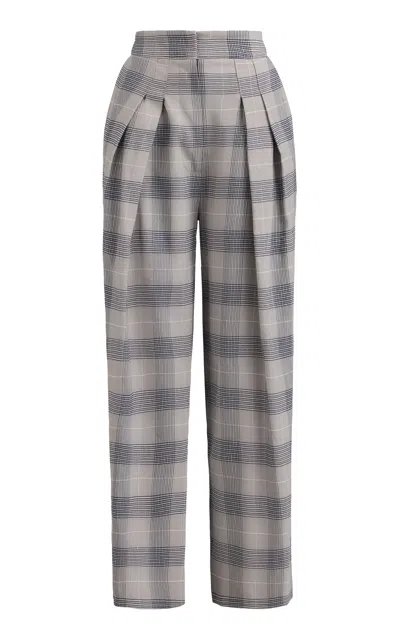Maticevski Rumours High-waisted Straight-leg Pants In Plaid