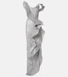 Maticevski Satellite Wave Ruffled Gown In Silver