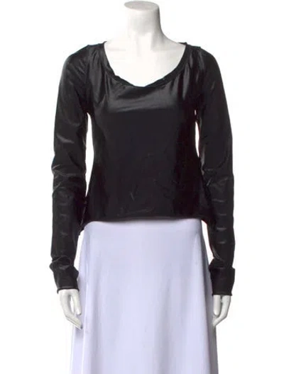 Pre-owned Maticevski Scoop Neck Long Sleeve Crop Top In Black