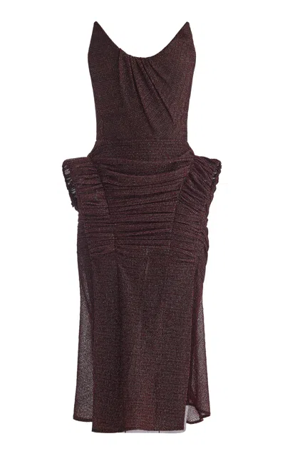 Maticevski Sensei Ruched Midi Dress In Burgundy