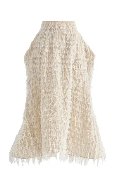 Maticevski Shuttle Fringed Midi Skirt In Neutral