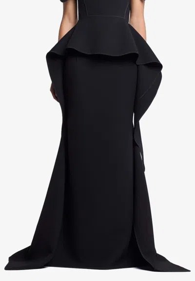 Maticevski Snaking Long Tailored Skirt In Black