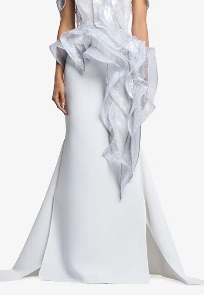 Maticevski Snaking Long Tailored Skirt In White