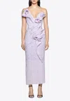 Maticevski Spellbind Glittered Midi Dress In Lilac