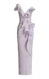 Maticevski Spellbind Ruffled Sequin Maxi Dress In Lavanda