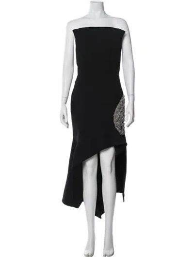 Pre-owned Maticevski Strapless Midi Length Dress In Black
