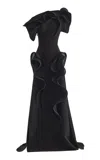 Maticevski Women's Synergies Waffled Wave Asymmetric Gown In Black