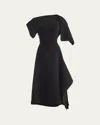 Maticevski Synergy Pieced Short-sleeve A-line Gown In Black