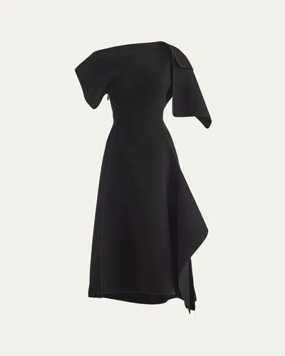 Maticevski Synergy Pieced Short-sleeve A-line Gown In Black